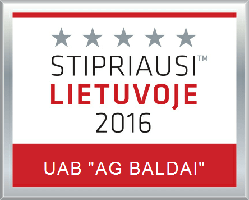 Stipriausi Lietuvoje 2016 (Best in Lithuania) - certificate for AG Baldai